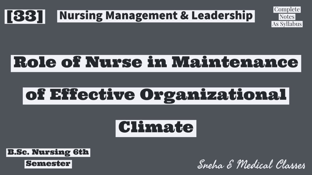Role of Nurse in Maintaining effective organizational Climate !! Hindi !! Management & Leadership !!