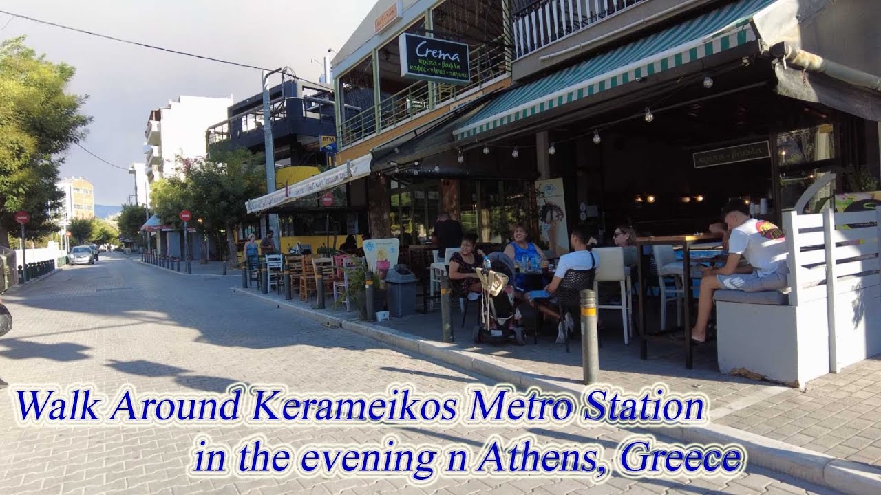 Walking in Greece. Walk Around Kerameikos Metro Station in Athens. ORANGE ua