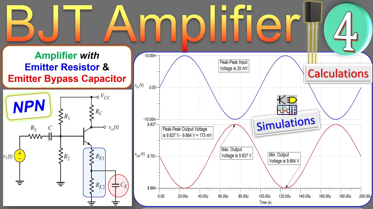 BJT Common-Emitter Amplifier with Emitter Resistor & Bypass Capacitor 💡 Example 4