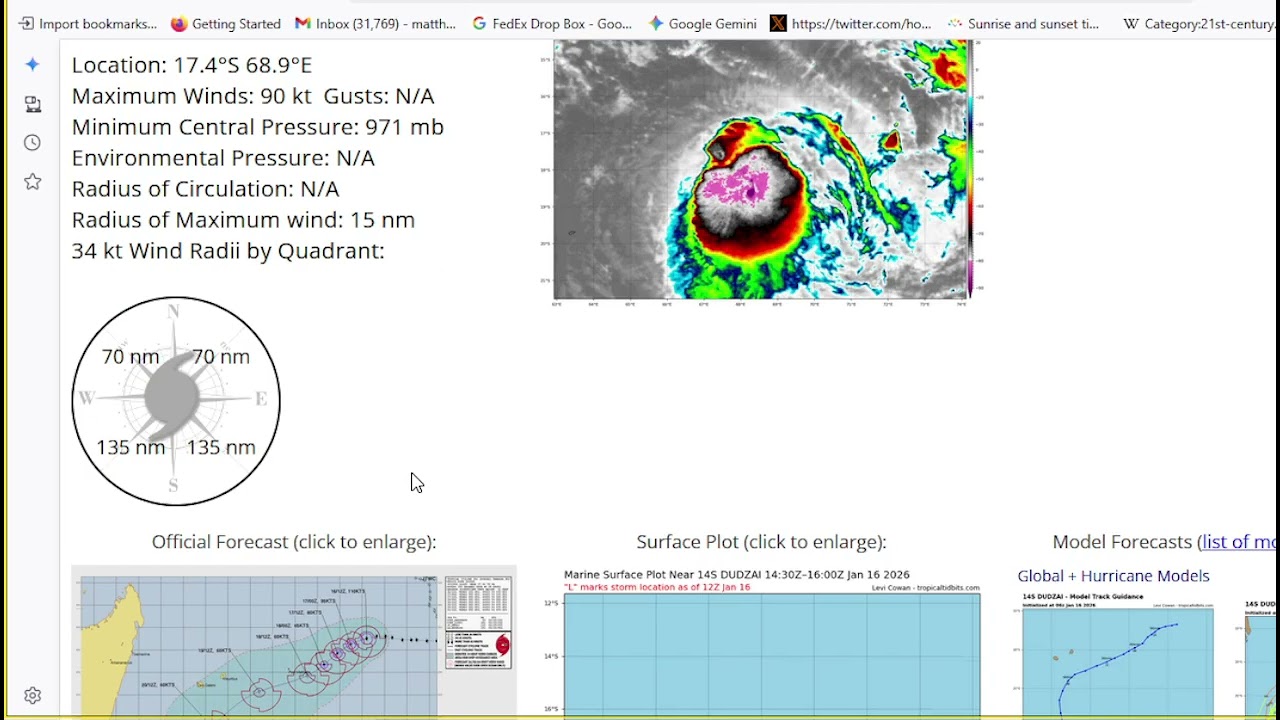 Tropical Storm NOKAEN and Tropical Cyclone DUDZAI, world watch as of 10pm pst, January 16th