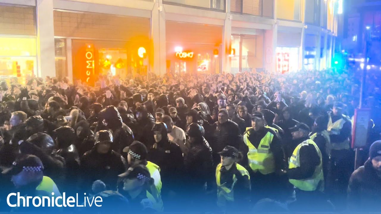 PSV fans heading up to St James' Park