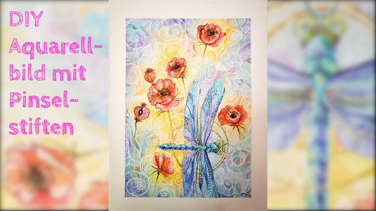 Time Lapse | Aquarellbild mit Pinselstiften | Libelle