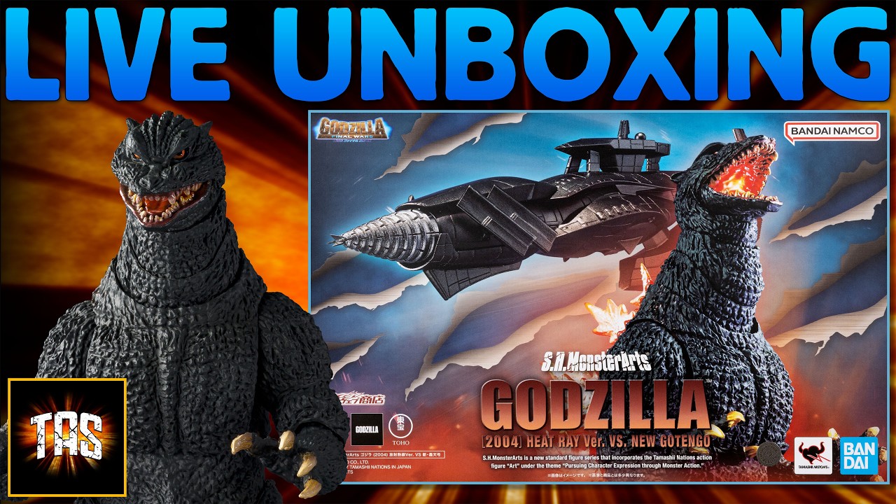 S.H.MonsterArts Godzilla (2004) [Heat Ray Ver. VS New Gotengo] - Live Unboxing & Review