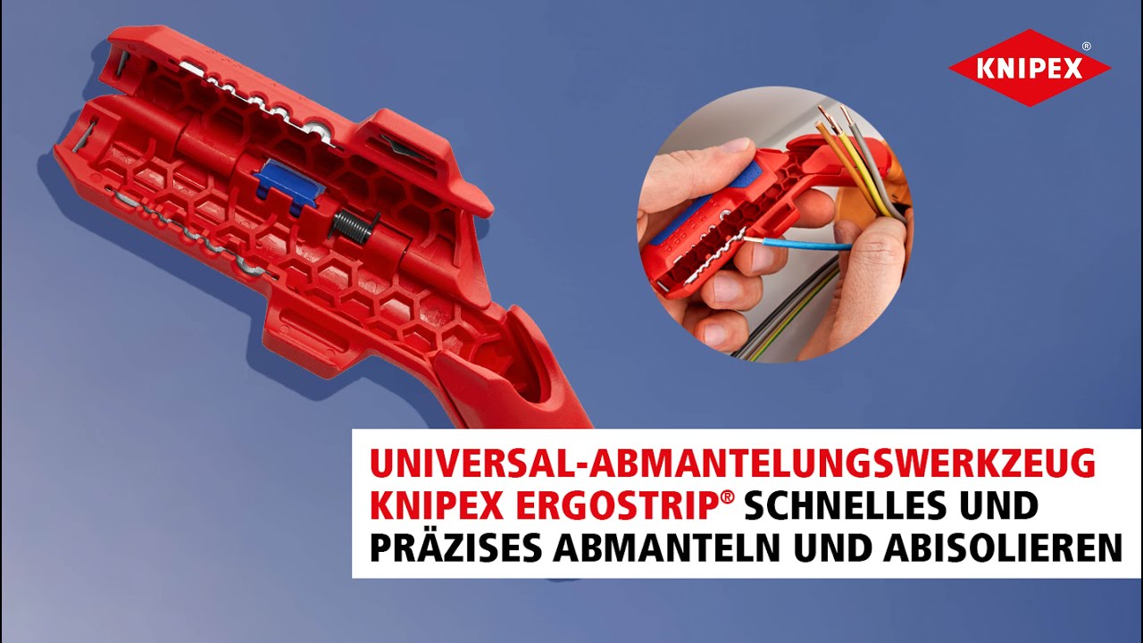 Universal-Abmantelungswerkzeug KNIPEX ErgoStrip&reg; (16 95 01 SB) // 3-in-1 Elektrowerkzeug