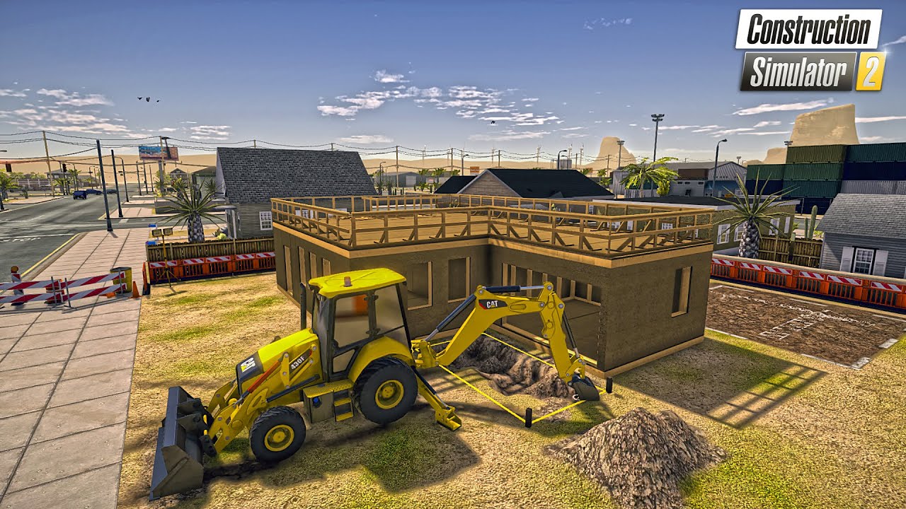 Construction Simulator 2 Garaj İçin Beton Yol Döküyor ve Evin İlk Katının Duvarlarını Tamamlıyoruz