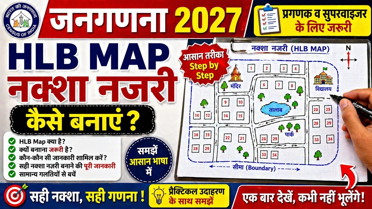 Census 2027 HLB Map 🔥 | नक्शा नजरी कैसे बनाएं? | House Listing Map बनाने का सबसे आसान तरीका