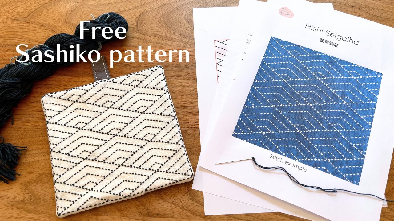 I made a free downloadable Sashiko pattern - Thank you for supporting this channel!