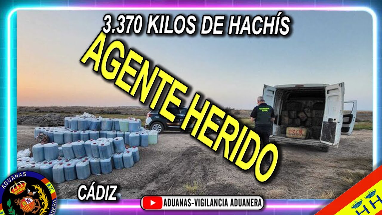 Agente herido por disparo en un alijo de 3.370 kilos de hachís, Trebujena, Cádiz - Aduanas SVA