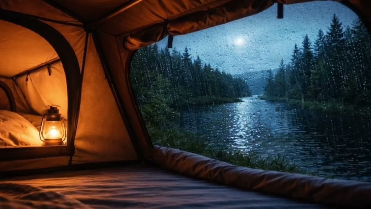 Cozy Camping by the Lake • Rain on Tent ASMR