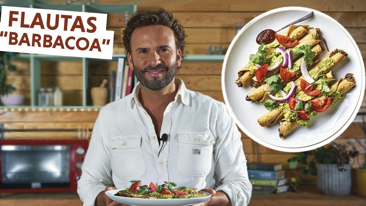 Flautas de barbacoa vegetarianas con salsa borracha | barbacoa plant based