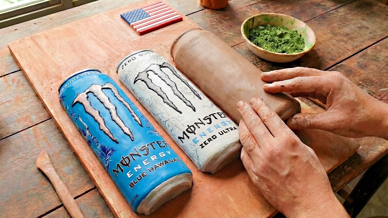 Sculpting Famous Energy Drinks from Modeling Clay. Which brand is your favorite?