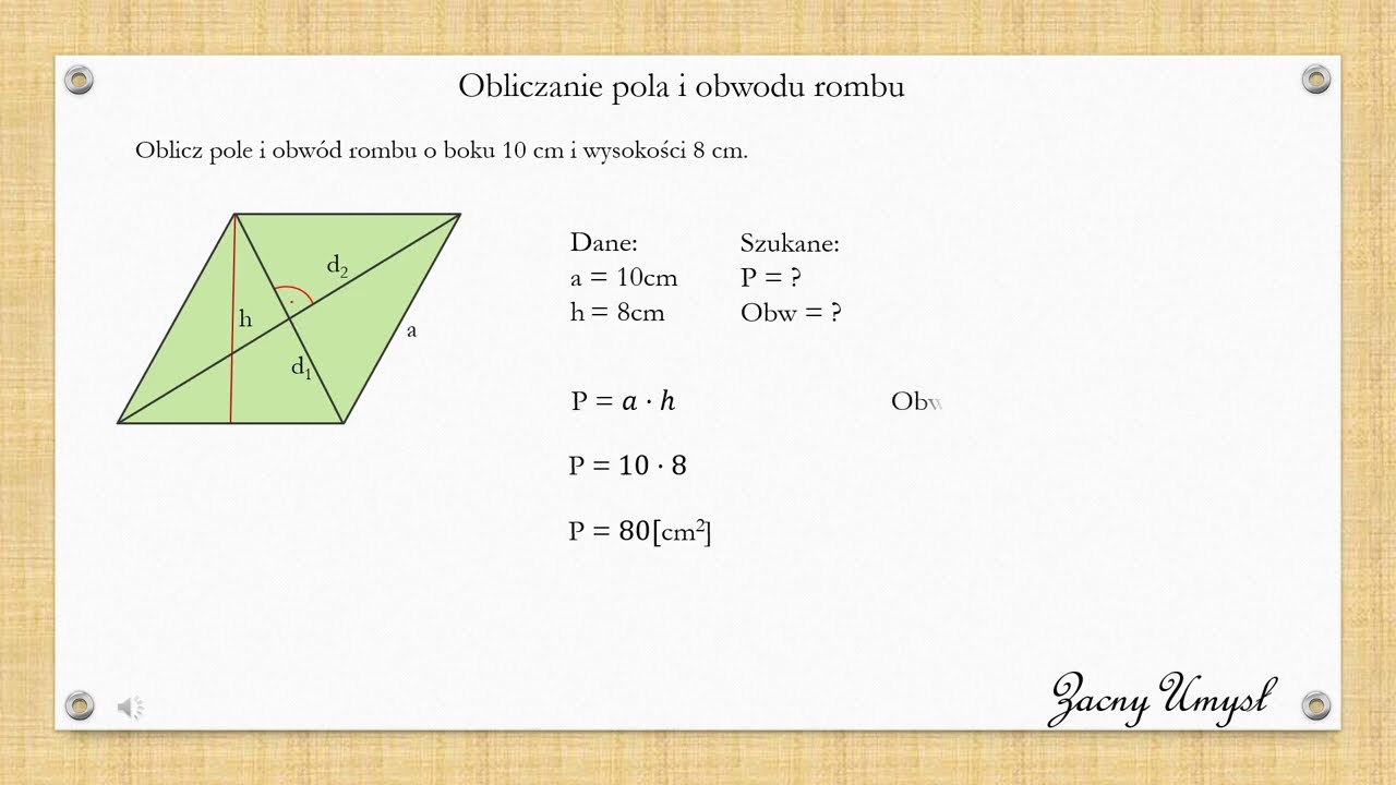 Obliczanie pola i obwodu rombu