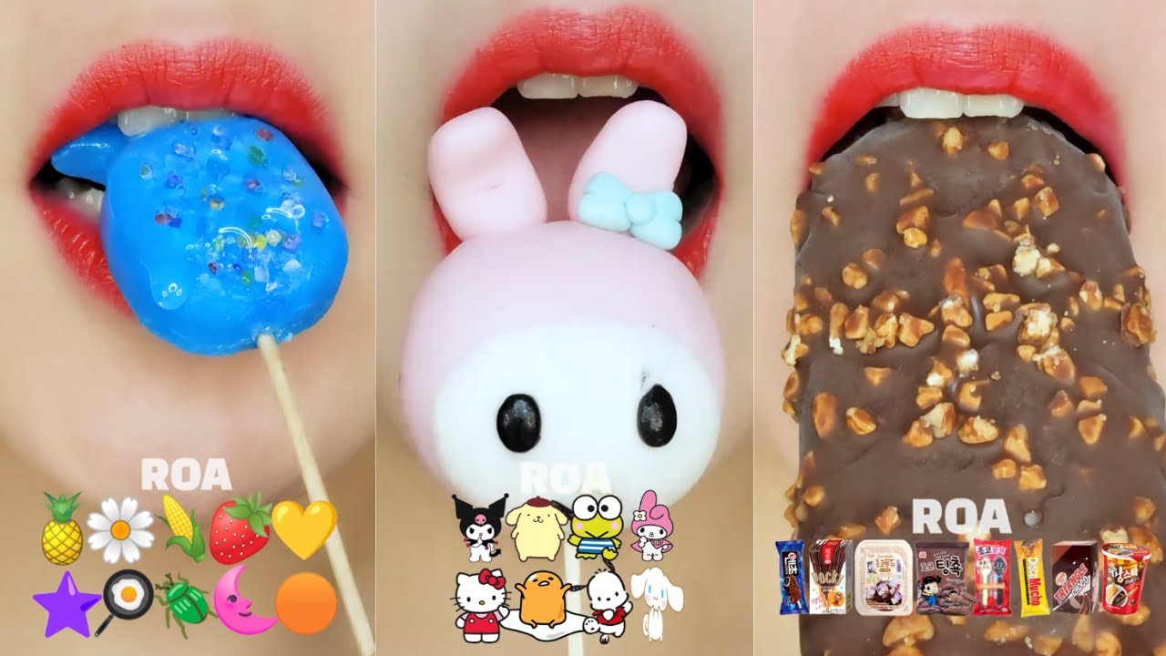 Wax Candy And Mochi Satisfying Mukbang ASMR Eating