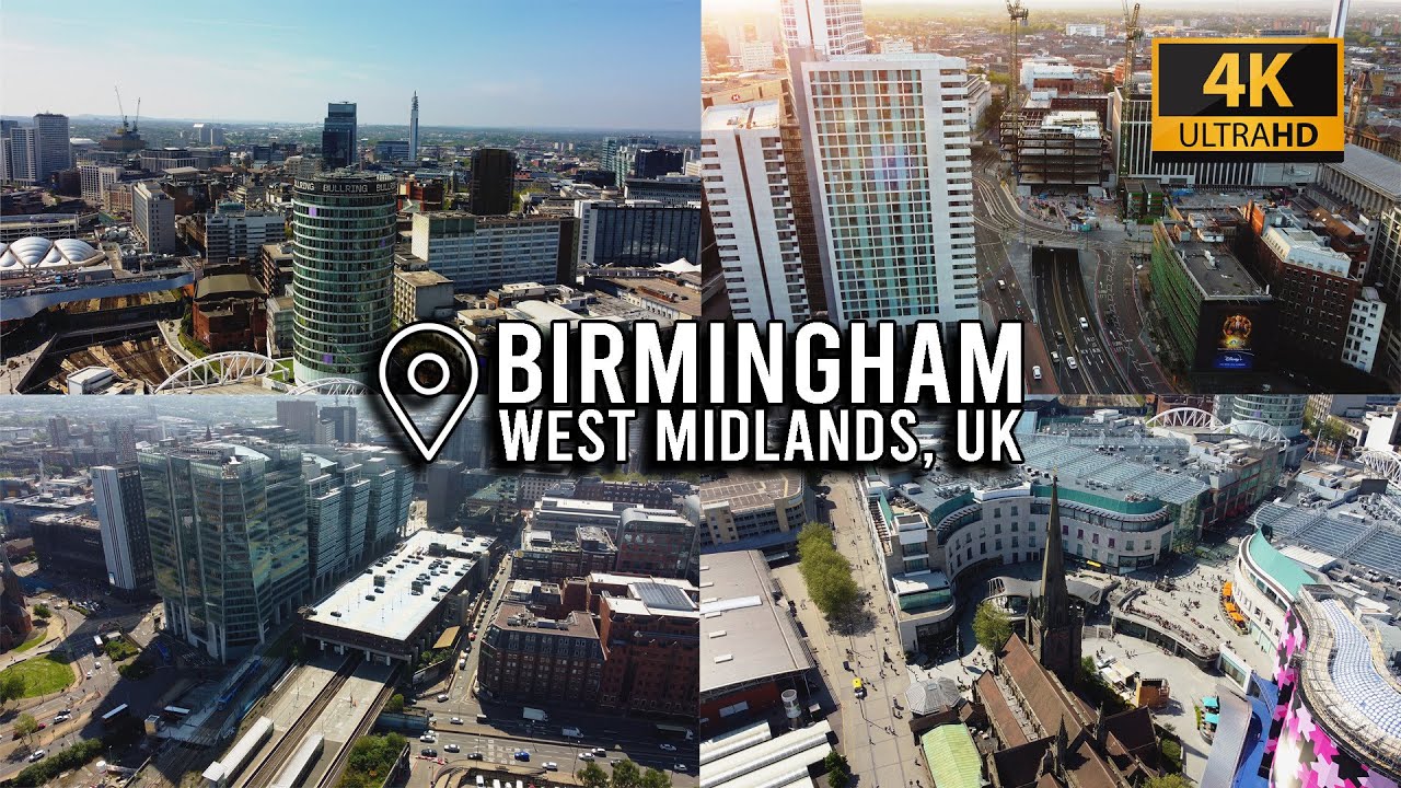 Birmingham City Centre By Drone (4K) (Summer 2021)