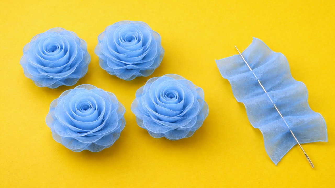 how to make ribbon flowers / Easy making with needle / Amazing Ribbon Tricks / Ribbon flowers
