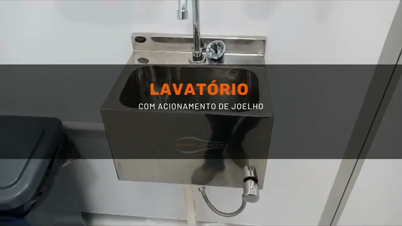 Lavat&oacute;rio inox com acionamento de joelho