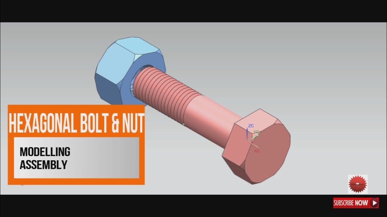 UG NX BOLT AND NUT : MODELLING AND ASSEMBLY (thread ,multi chamfer)