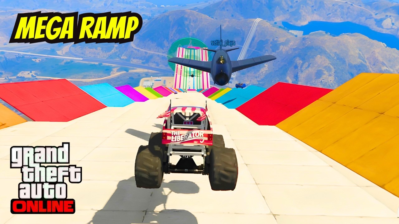 Funny Mega ramp with Friends #gta5 #gtaonline #grandtheftauto #megaramp #runners #gtafunnymoments