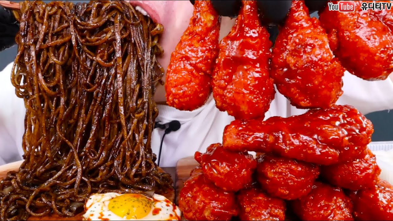 ASMR FIRE BLACK BEAN NOODLES & CHICKEN & CHEESE CORN DOGS MUKBANG 최근 면 & 치킨 모음집 먹방