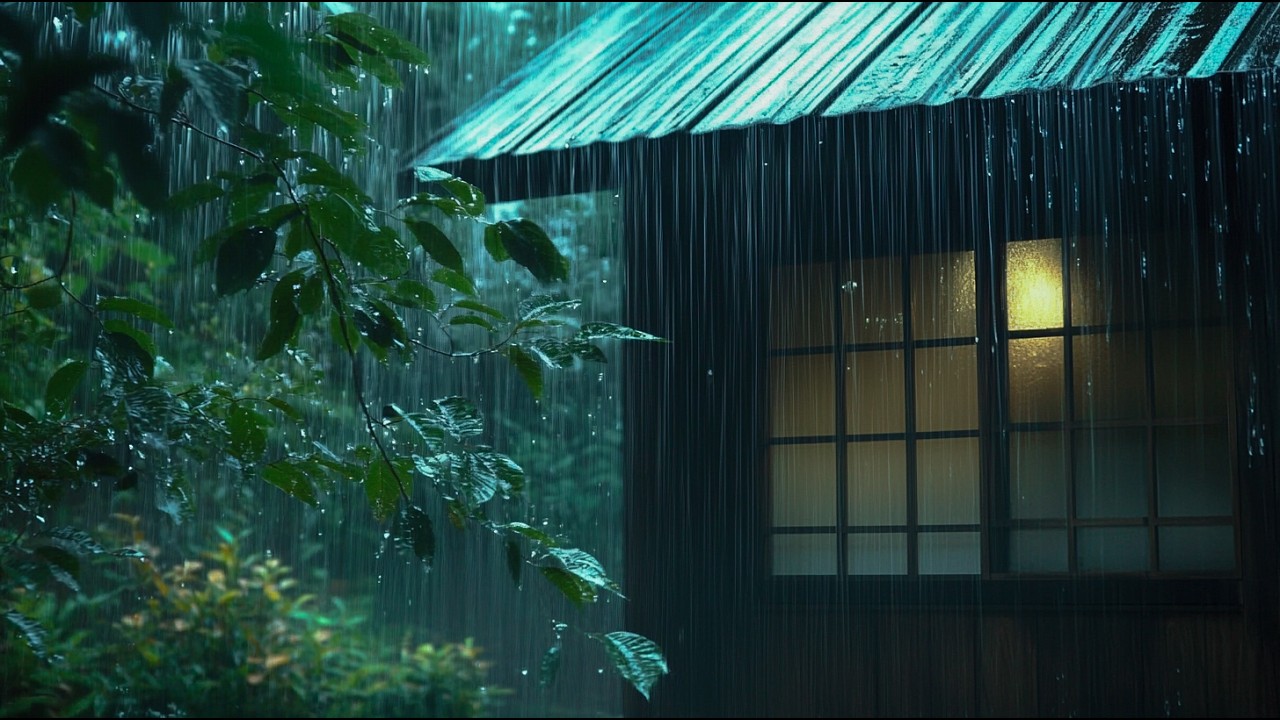 Fall Asleep Fast in 2 Minutes with Pouring Rain on a Tin Roof 🌧️ Sleep All Night Long