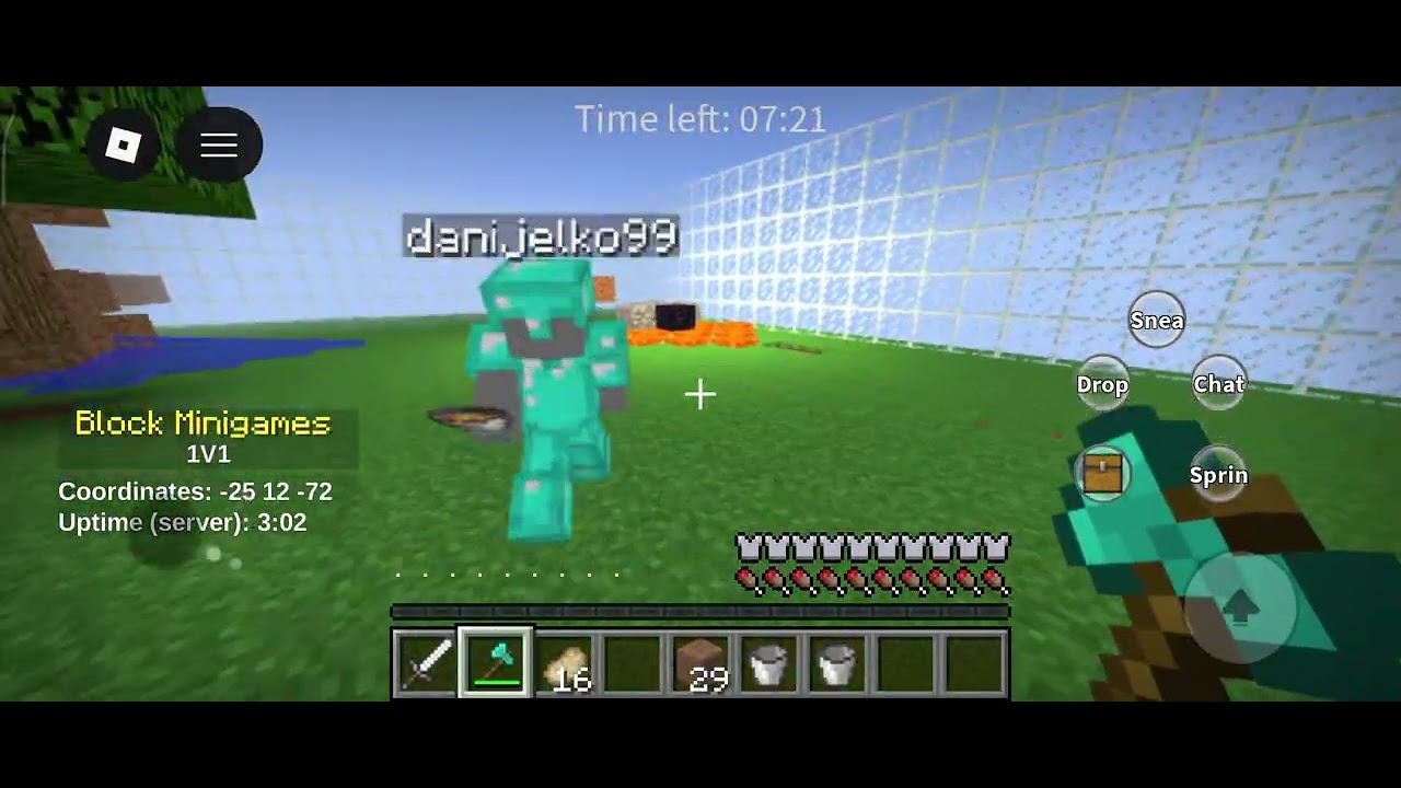 1v1, in roblox Minecraft