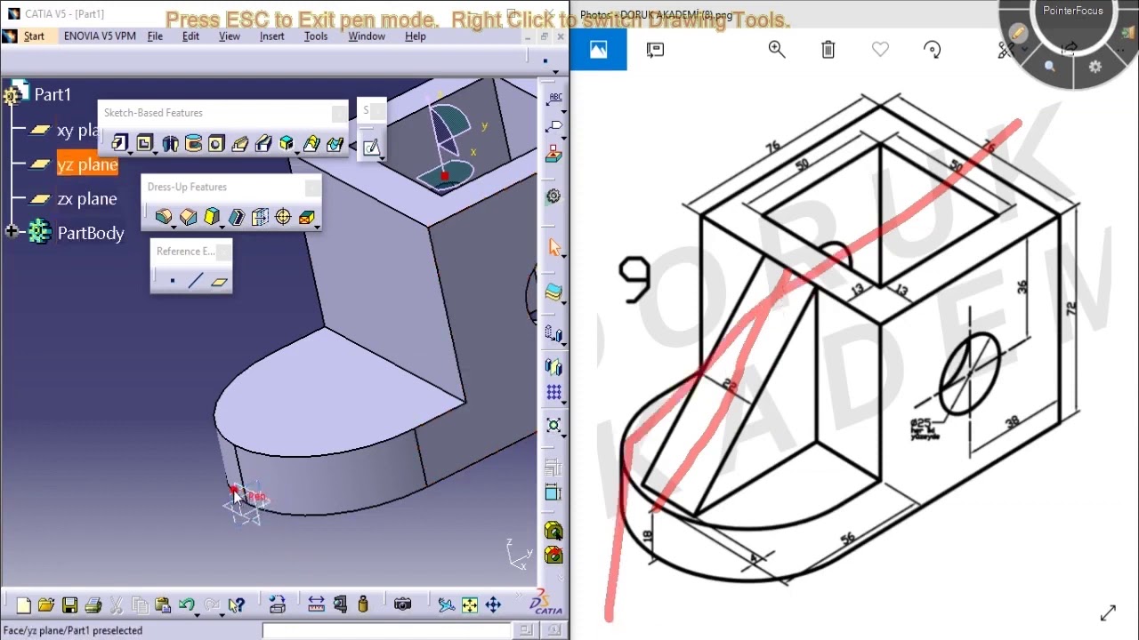 Catia Eğitim Videoları Türkçe 3D Örnek Çizim - 9 #catiaeğitim #catiaturk #drkacademy #catia