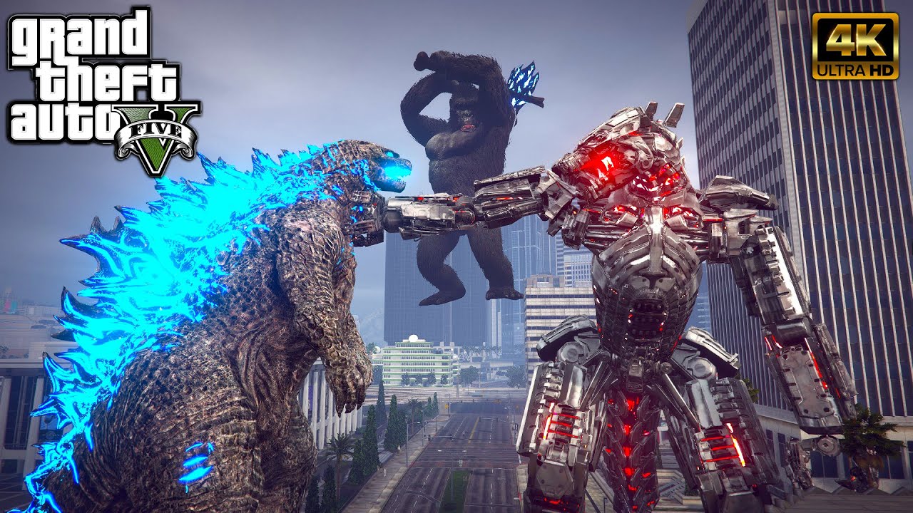 Kong ,Godzilla vs Mechagodzilla Final Battle Remake (GTA V Mods)