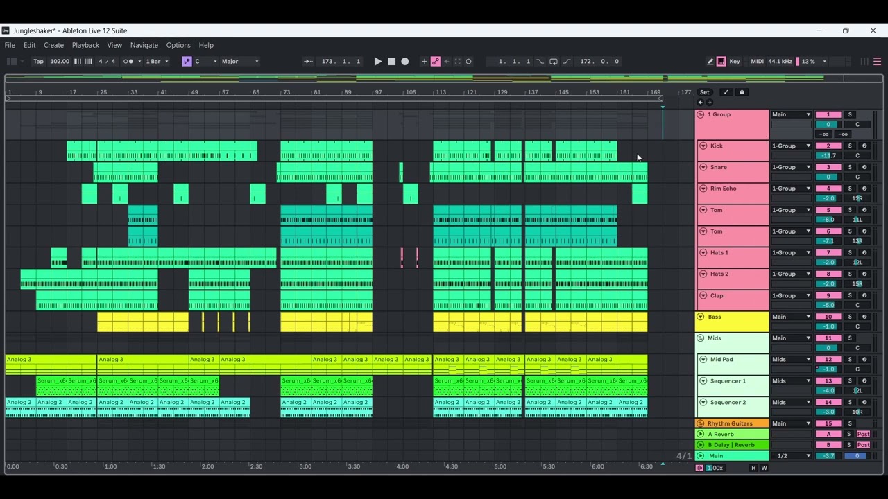 Creating Electro Rock in Ableton 12 -  Overview of Song