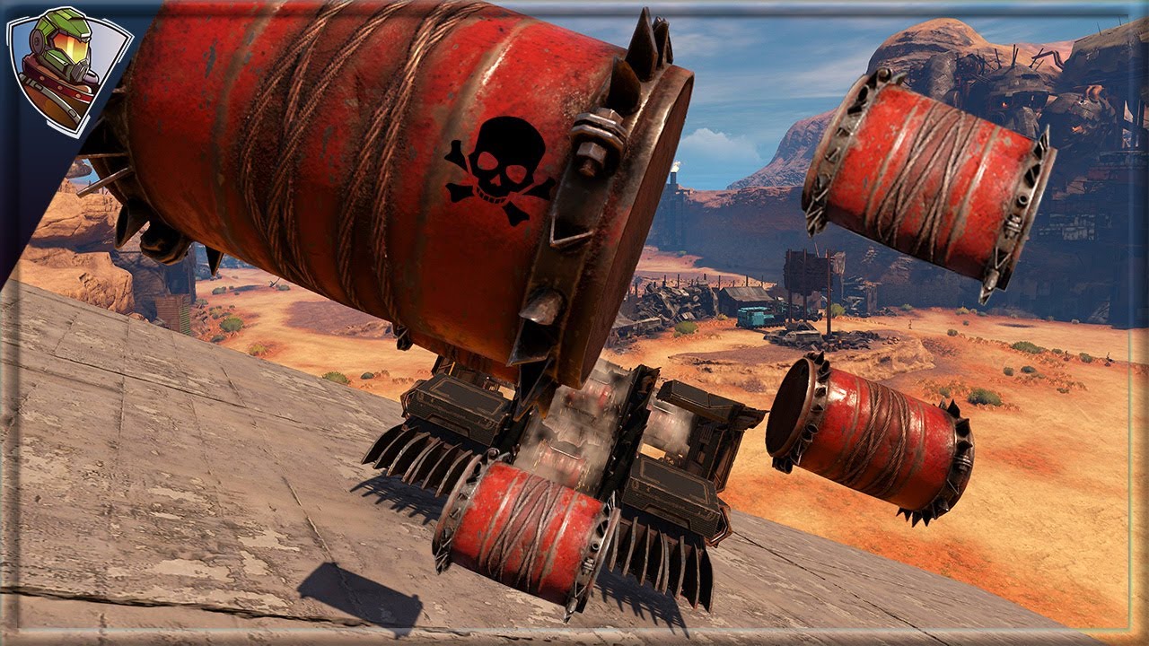 Disintegrating the enemy with flying High Explosive barrels and fire - Crossout Gameplay