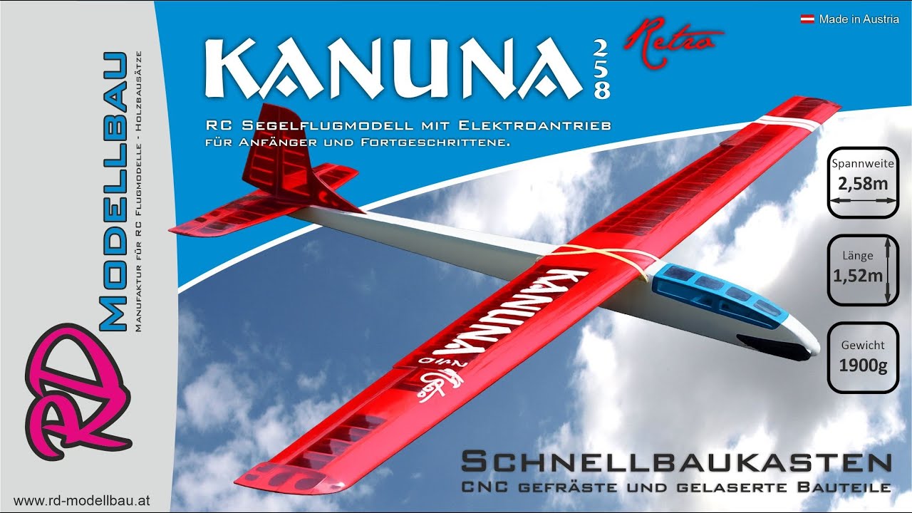 Kanuna 258 Retro – RC Segelflugmodell aus Holz | Bausatz für Einsteiger & Fortgeschrittene