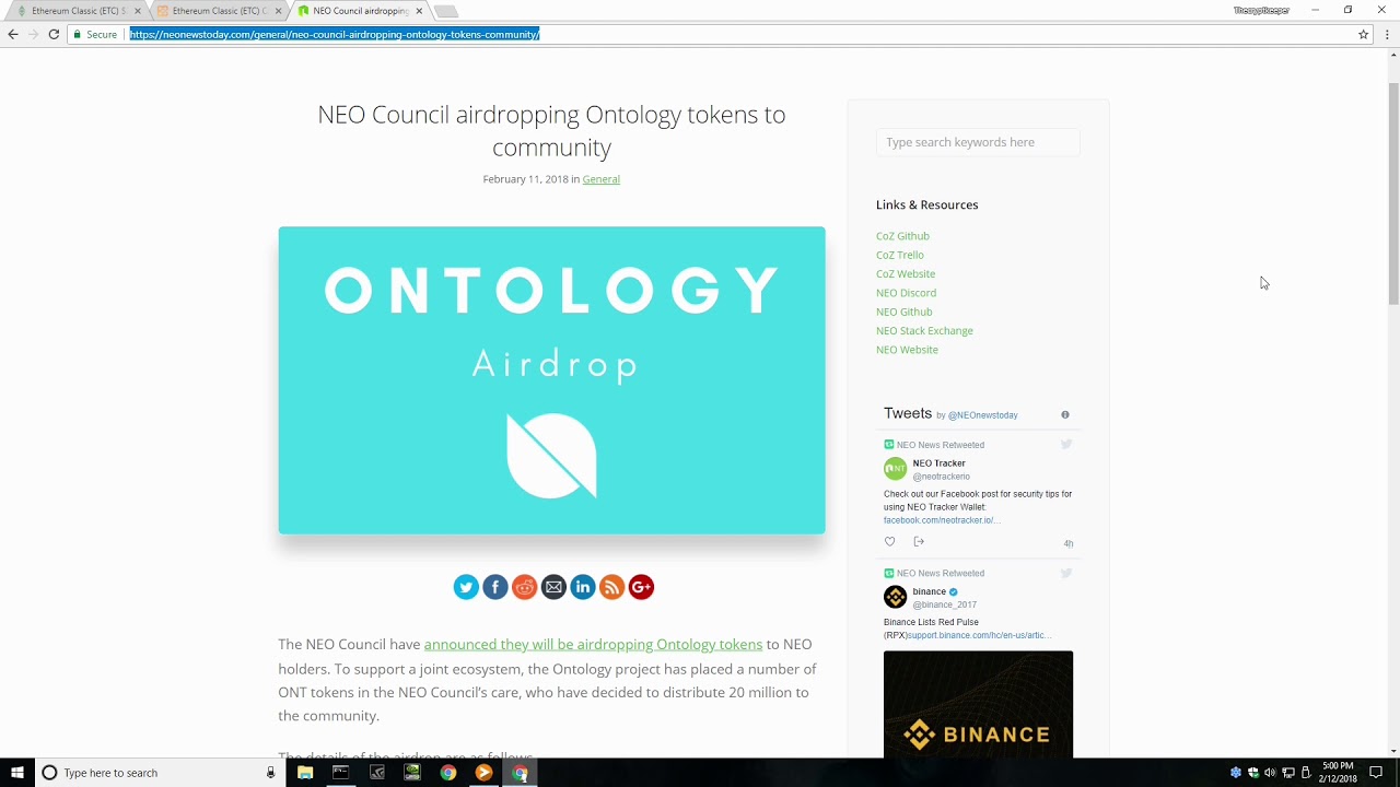 How to Claim Free Ethereum Classic, & NEO airdrop of Callisto (CLO) & Ontology (ONT) !!!