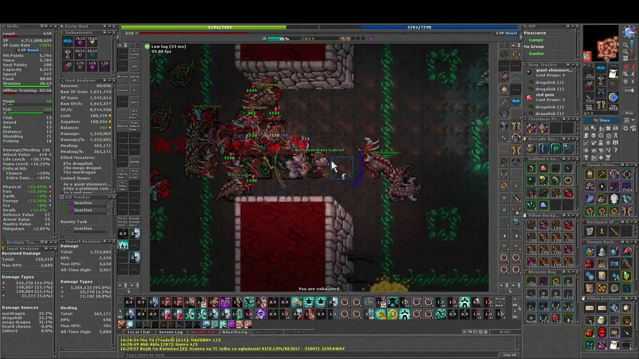 Tibia 650+ Monk Nimmersatt test VOH + Chain + Spiritual Outburst T2 - [1]
