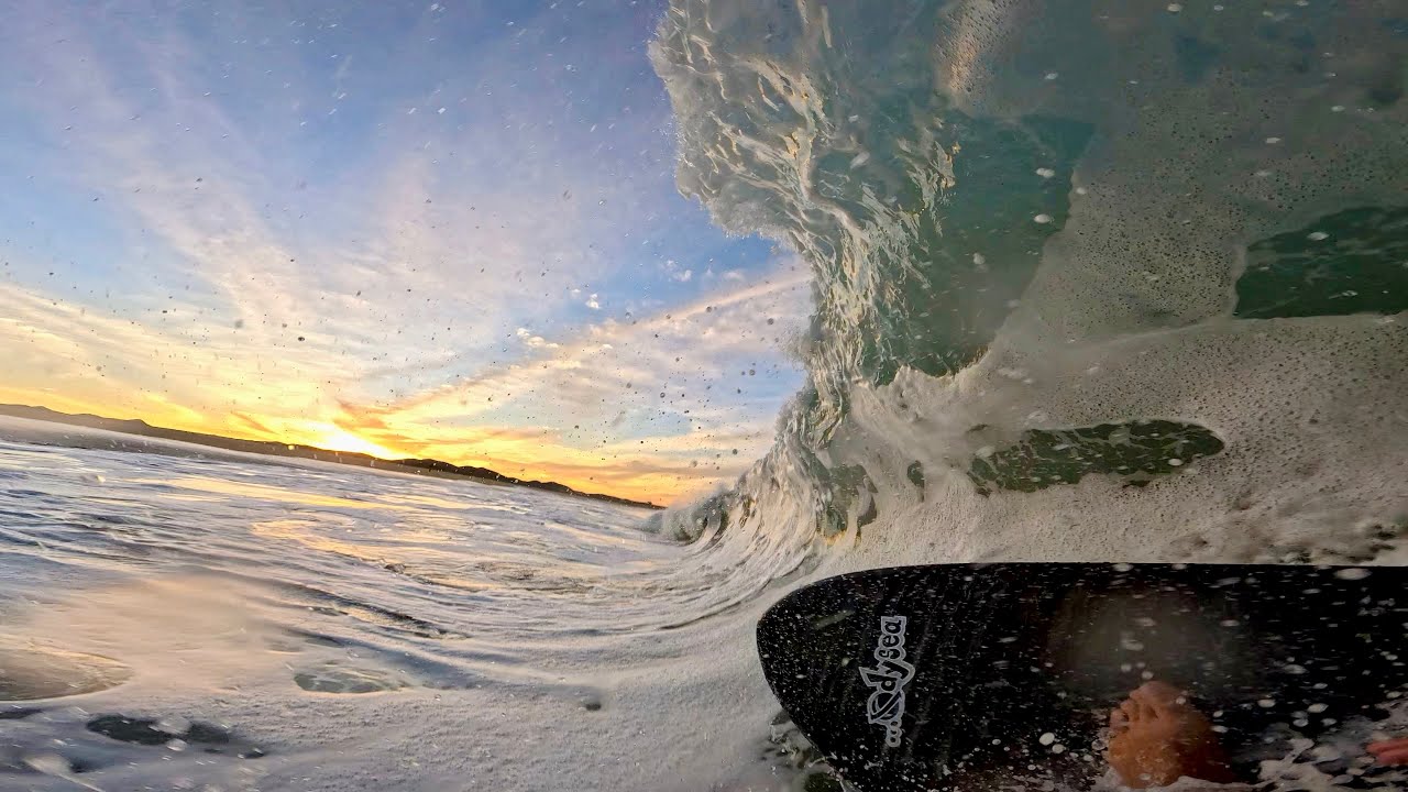 SURFING SHOREBREAK BARRELS ON THE CATCH SURF X LOST RNF! (RAW POV)
