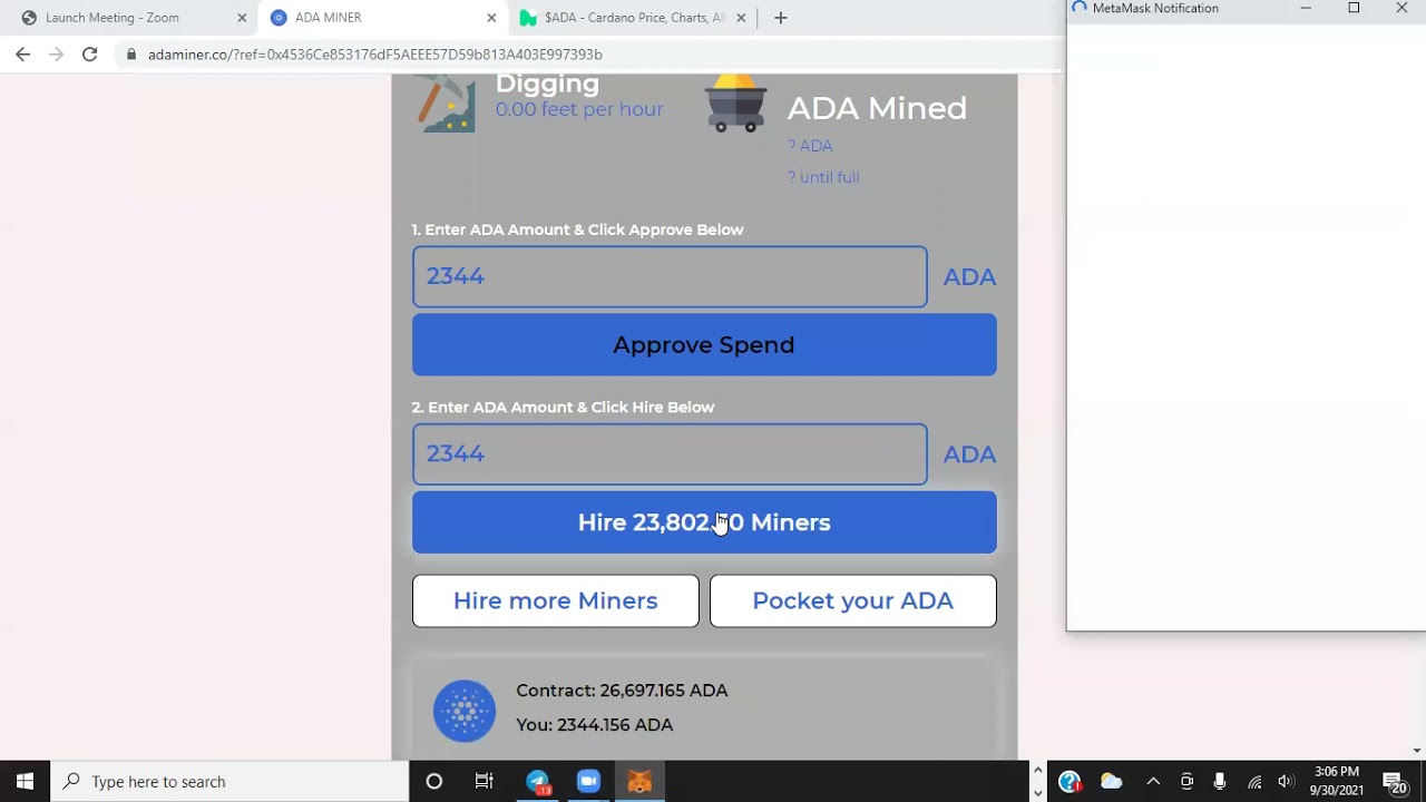 ADA Miner - Brand New 3% Per Day Dapp