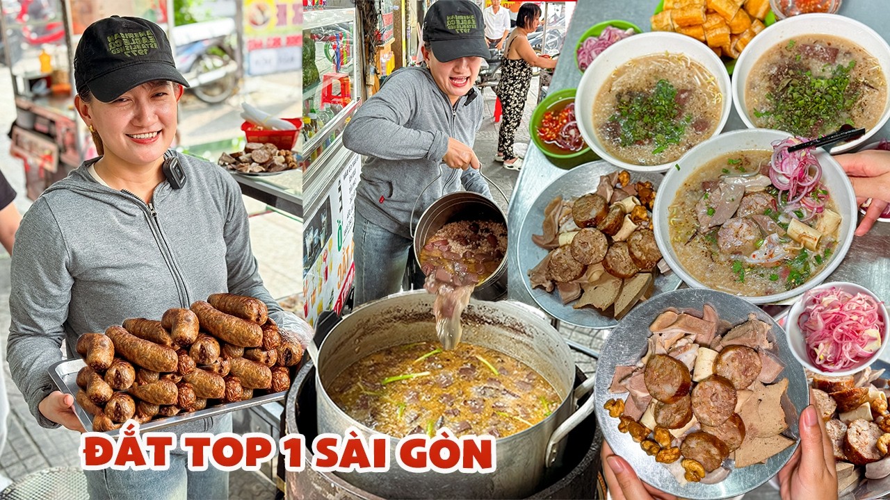 Nổi tiếng xưa giờ Cháo Lòng Dồi Chiên Đa Kao 50 năm thơm phức, 80 ngàn 1 tô mà mối ruột đầy