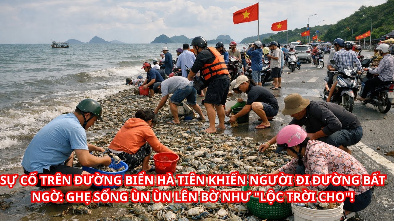 SỰ CỐ TRÊN ĐƯỜNG BIỂN HÀ TIÊN KHIẾN NGƯỜI ĐI ĐƯỜNG BẤT NGỜ: GHẸ SỐNG ÙN ÙN LÊN BỜ NHƯ 
