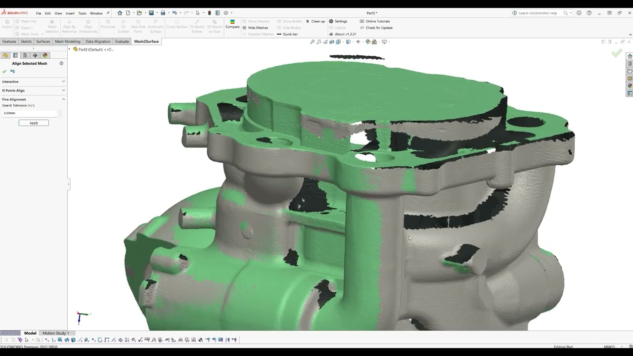 Scan To CAD | Mesh2Surface for SOLIDWORKS - Align multiple scans