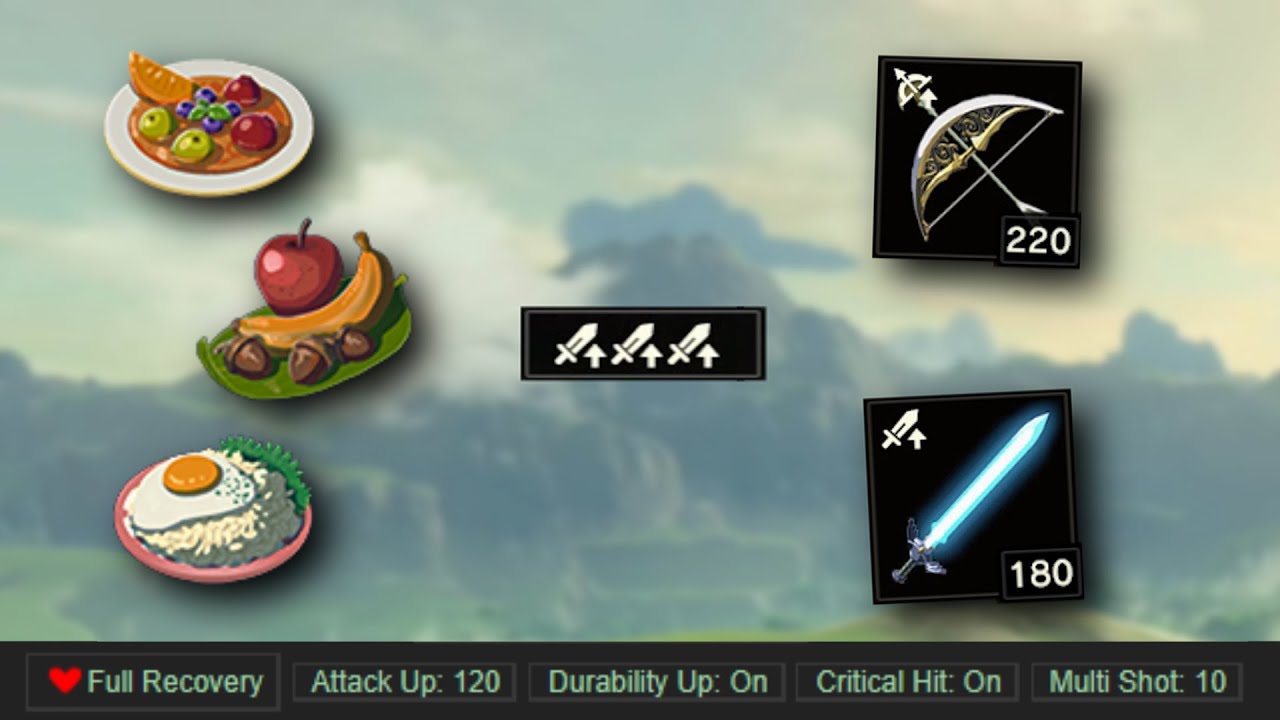 Modifica armas usando recetas en Zelda Breath of the Wild