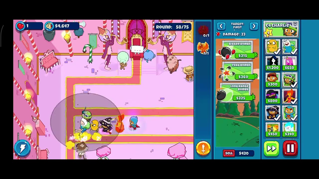Bloons adventure time td #52 candy throne room impossible 
