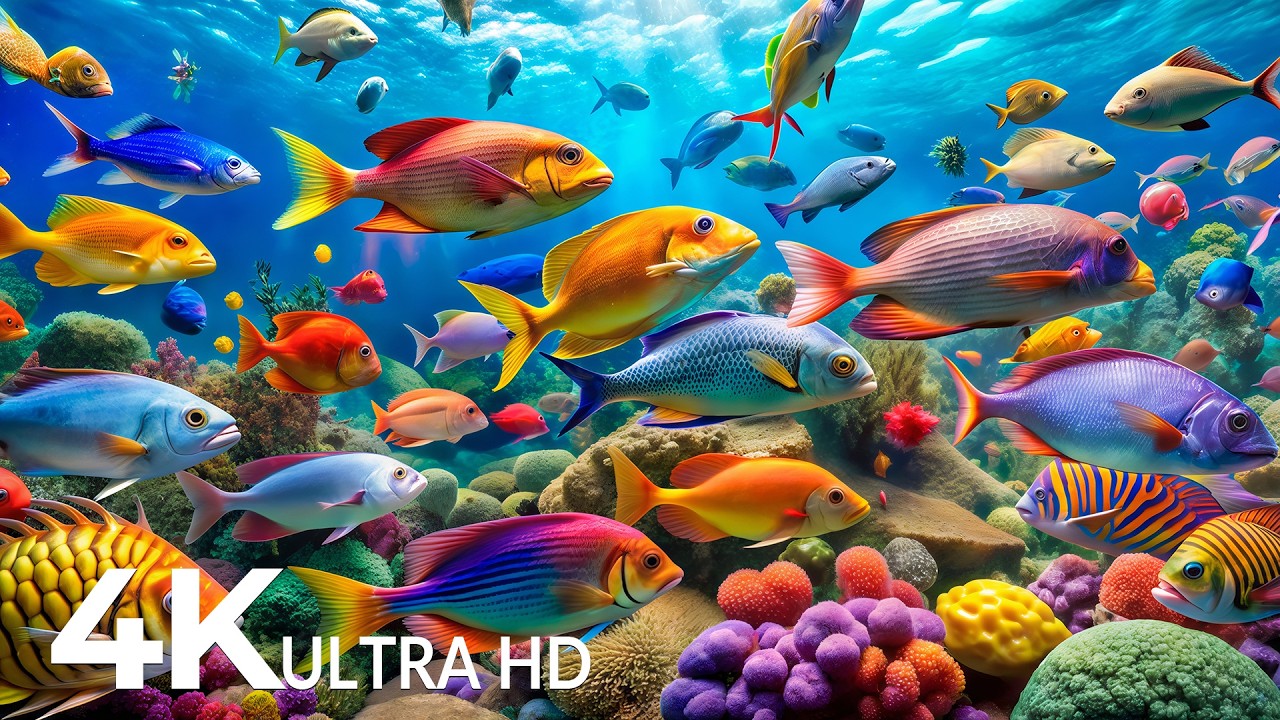 DREAM AQUARIUM 4K - Marine Life, Sea Animals and Coral Reef - Fish Tank Sounds for Deep Sleep #15