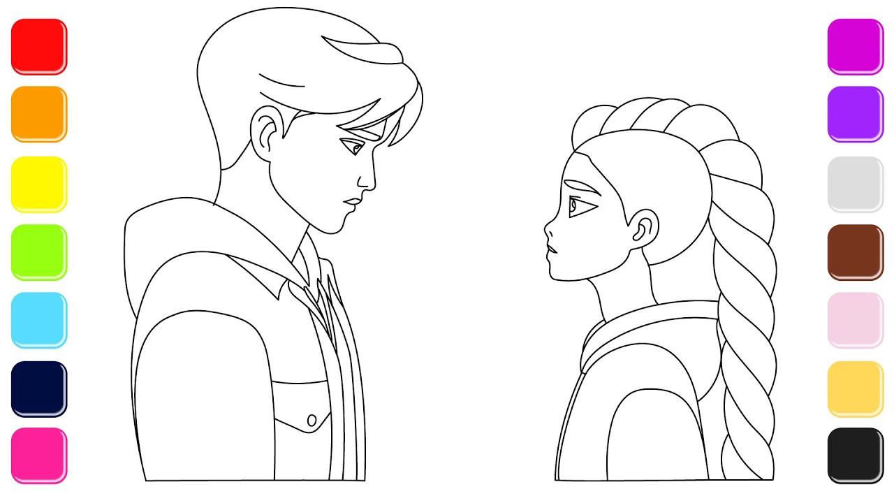 Draw and Color Rumi,  from HUNTRIX K-POP Demon Hunters 👩‍🎤🎤✨😈👹🗡️🌈 Drawings for kids