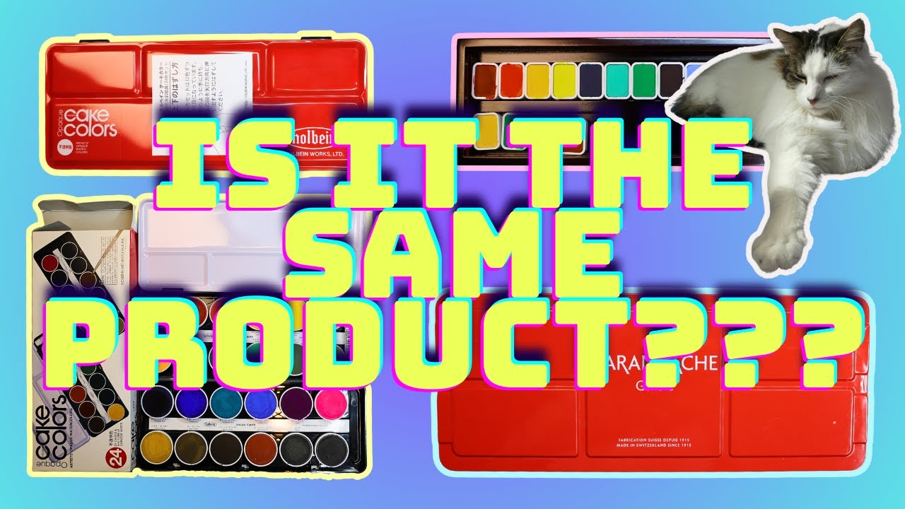 Holbein Opaque Watercolour Cakes,  Shin-Gansai, Caran d&rsquo;Ache Gouache &ndash;chat & swatch, comparison
