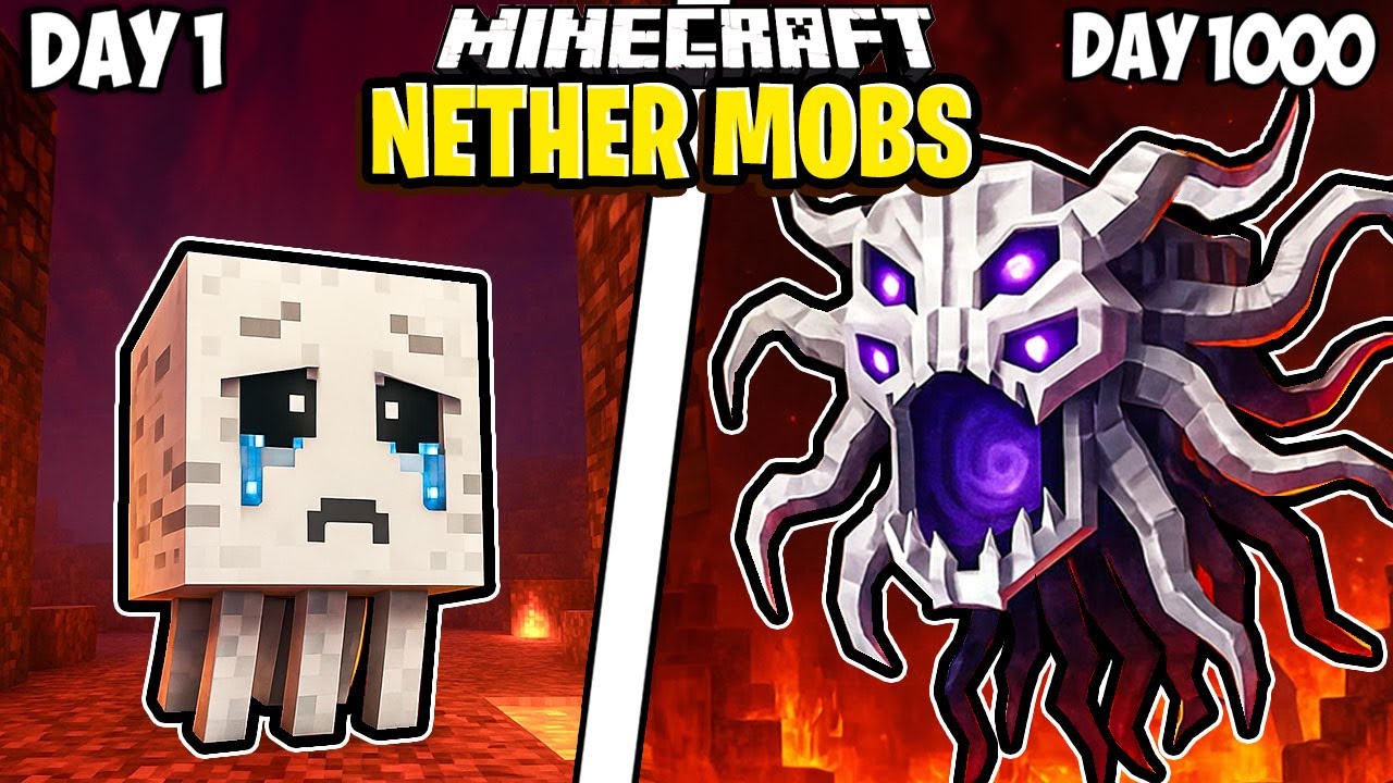 I Survived 1000 Days as NETHER MOBS in Minecraft