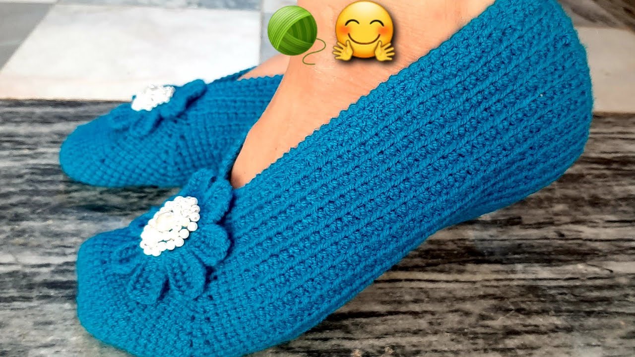 آموزش بافتنی:آموزش بافت پاپوش با قلاب تونسی پارت اول(1)/crochet,Socks texture