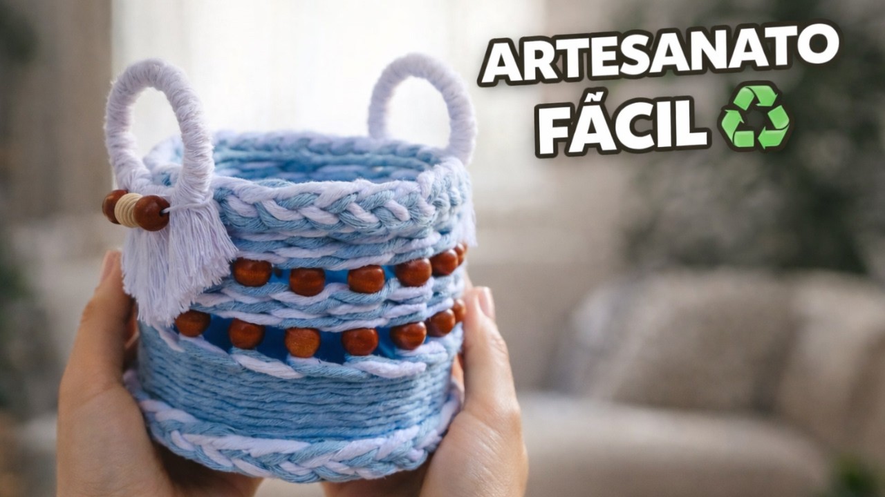 Artesanato com Reciclagem: Cesta Linda Usando Balde de Maionese