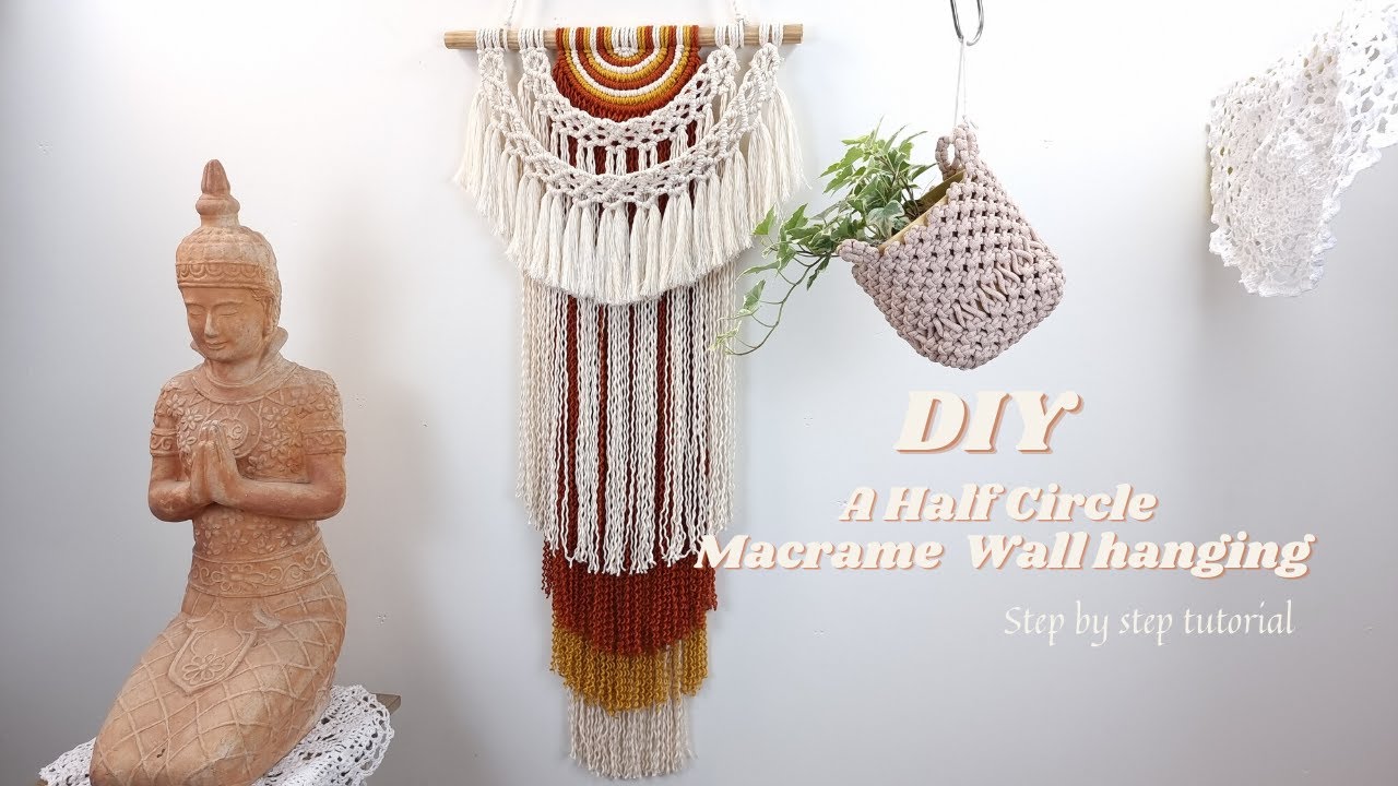 DIY| A Half Circle Macrame Wall Hanging| Design By Him Macrame| Step By Step Tutorial