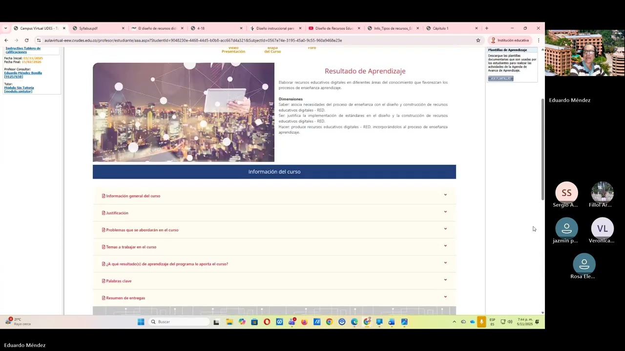 Sesión en línea bienvenida y entregable 1 DCRED 20251105