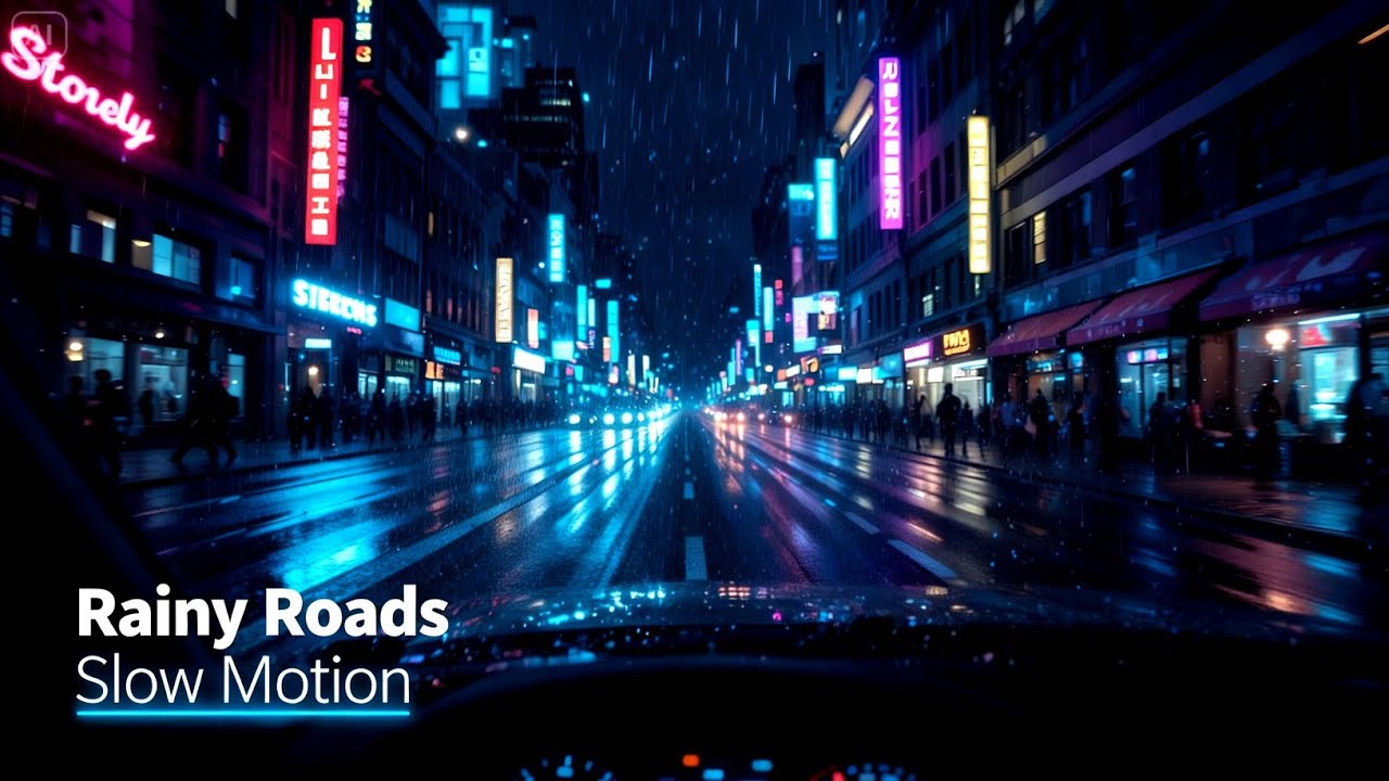 Rainy Roads, Slow Motion — Cinematic Night Drive | Chill Electronic Midnight City Vibes