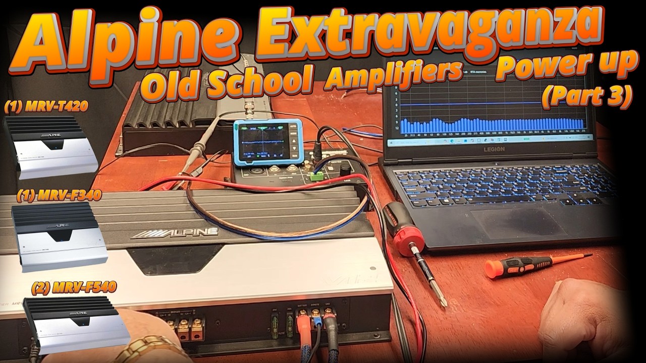 25-Year-old Alpine Amplifier Testing MRV-F540, MRV-F340, MRV-T420 using an Oscilloscope and RTA. PT3