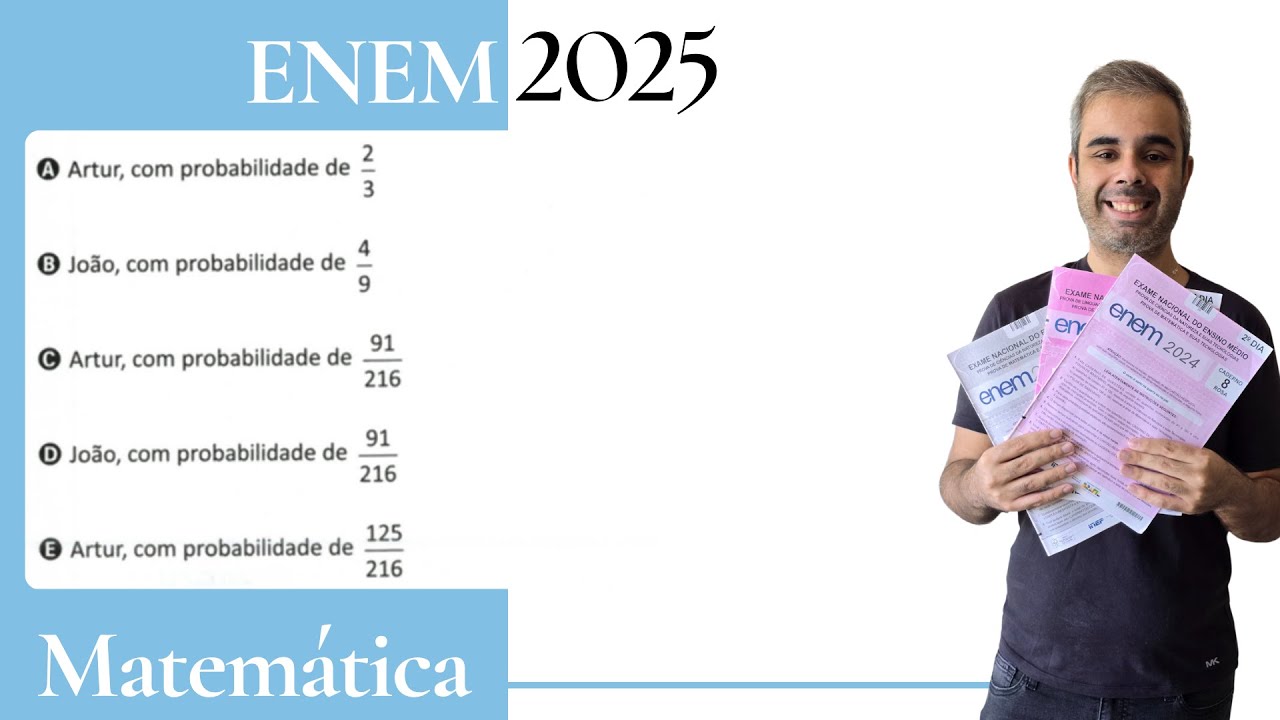 ENEM 2025 - Três dados cúbicos, com faces numeradas de 1 a 6 foram utilizados em um jogo.